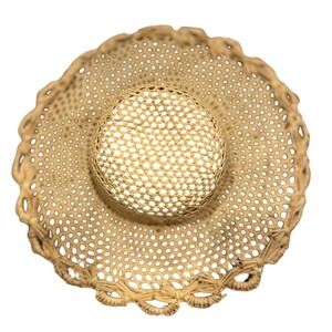 Set of 9 Mini Straw Hats Woven Craft Doll Supplies ~ 9" Rustic Farmhouse Décor